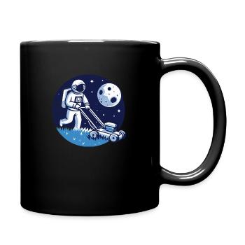lustiger astronaut mäht den rasen, mond, weltall - Tasse einfarbig - Schwarz - Rechts