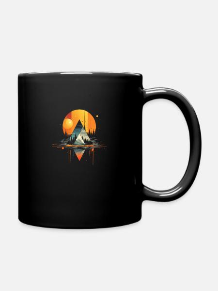 Geometrische Berglandschaft - Surreales Artwork - Tasse einfarbig - Schwarz