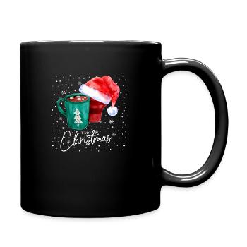 Weihnachtstassen Weihnachtsmütze Merry Christmas - Tasse einfarbig - Schwarz - Rechts