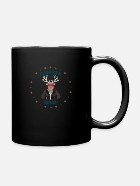 Reindeer Biker Rebel - Full Colour Mug - black