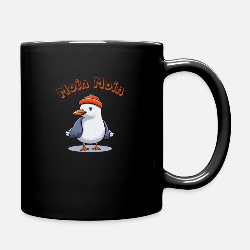 Möwe mit Mütze sagt Moin Moin - Tasse einfarbig - Schwarz
