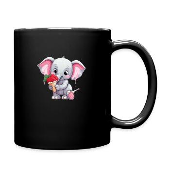 Süßer Elefant - Tasse einfarbig - Schwarz - Rechts