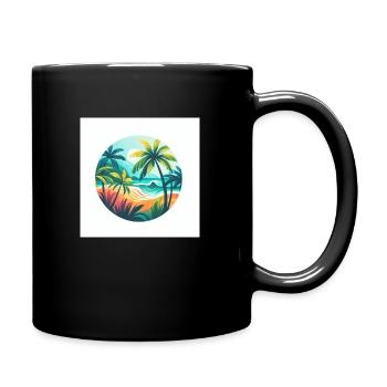 Paradis beach by the sea with palm trees - Full Colour Mug - black - Right
