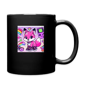 Kawaii Retro Gaming Fox - Full Colour Mug - black - Right