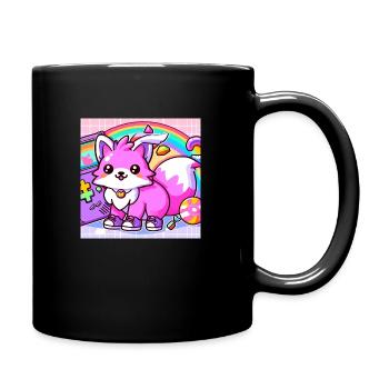 Kawaii Retro Gaming Fox - Full Colour Mug - black - Right