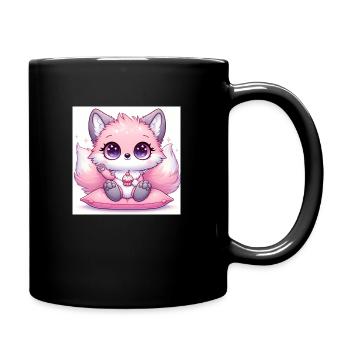 Kawaii Fuchs 90er Anime - Tasse einfarbig - Schwarz - Rechts