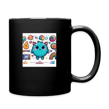 Kawaii 80s candy Monster - Full Colour Mug - black - Right