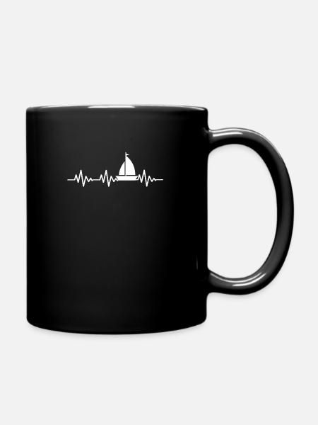 Segeln Herzschlag Segeln EKG - Tasse einfarbig - Schwarz