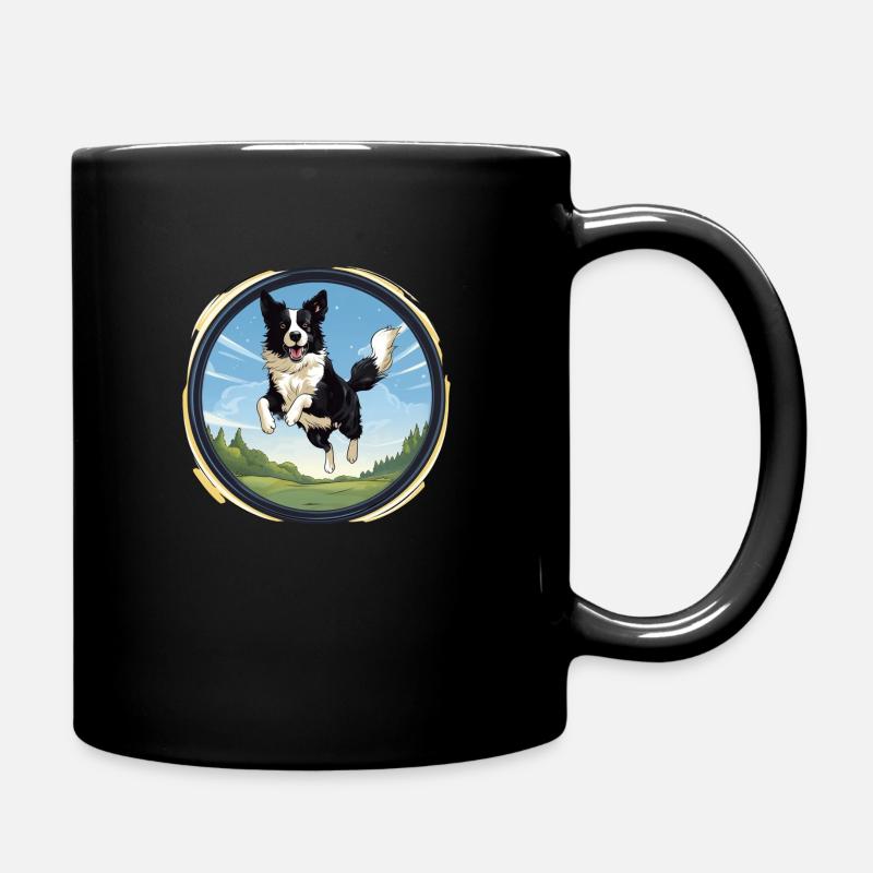 Chien Border Collie joyeux - Mug uni - noir