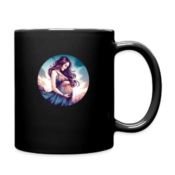 Happy and pretty pleased pregnant woman - Full Colour Mug - black - Right