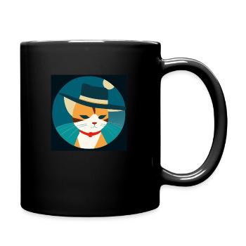 Cat Head on Unisex T-Shirt - Full Colour Mug - black - Right