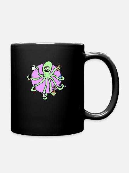 All-at-Once-Octopus 4 (happy ADHD) - Full Colour Mug - black