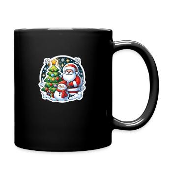 Weihnachtsmann und Sternenbaum | Festliche Weihnachtsdekoration - Tasse einfarbig - Schwarz - Rechts