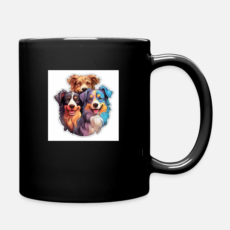 Drei bunte Hunde - Tasse einfarbig - Schwarz