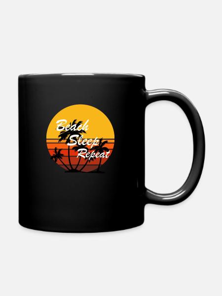 Beach Sleep Repeat 4 - Full Colour Mug - black