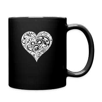 Geometric Playful Tattoo Shape Heart - Full Colour Mug - black - Right