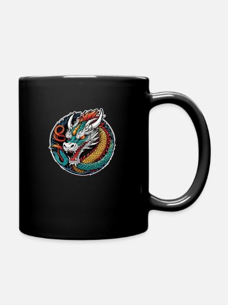 Asiatischer Drache - Japan - Chinesisch - Tasse einfarbig - Schwarz