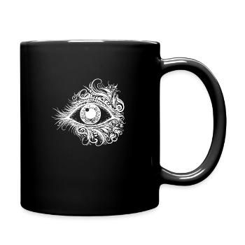 Kunstvolles Auge mit durchdringendem Blick - Tasse einfarbig - Schwarz - Rechts