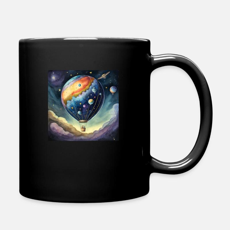 Heißluftballon im Weltall - Tasse einfarbig - Schwarz