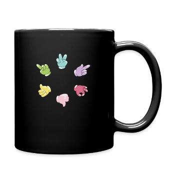 Comic Handzeichen Hände Geschenk - Tasse einfarbig - Schwarz - Rechts