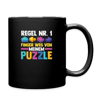 Puzzlefan Puzzler Puzzleteile Puzzle - Tasse einfarbig - Schwarz - Rechts