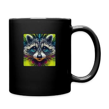 Racoon Fraktalkunst - Tasse einfarbig - Schwarz - Rechts