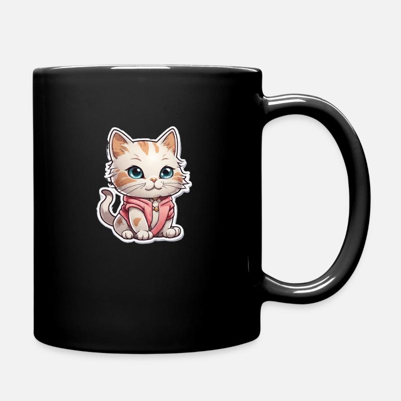 Kawaii Katzen - Tasse einfarbig - Schwarz