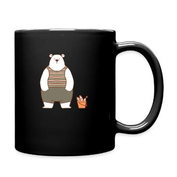 Polar Bear with a Bucket of Fish - Full Colour Mug - black - Right