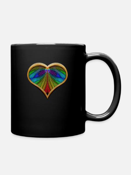 Rainbow Heart - Full Colour Mug - black