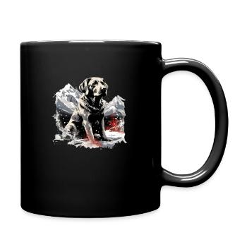 Magical Labrador Christmas dog in the snow - Full Colour Mug - black - Right