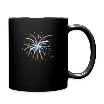 Fireworks in Lilac, Blue, Yellow and White - Full Colour Mug - black - Right