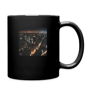 Stadt Nacht - Tasse einfarbig - Schwarz - Rechts