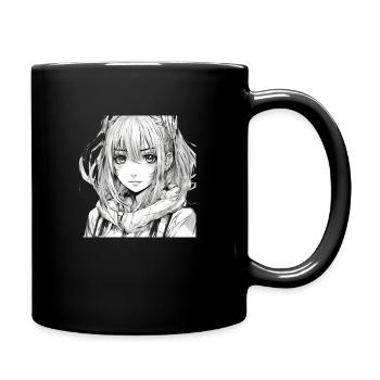 Manga Girl - Tasse einfarbig - Schwarz - Rechts