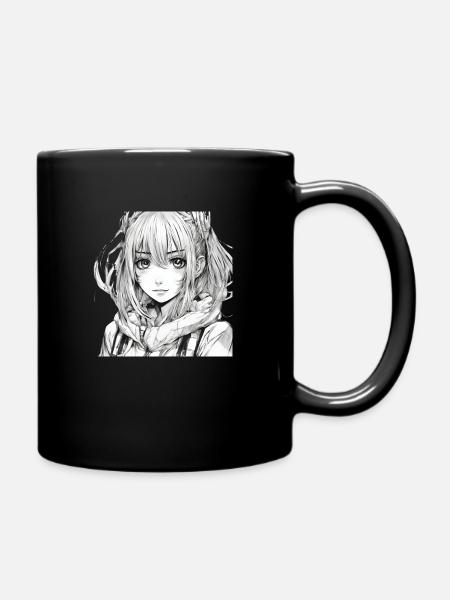 Manga Girl - Tasse einfarbig - Schwarz