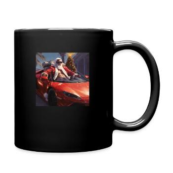 Santa with sunglasses in his lamp - Full Colour Mug - black - Right