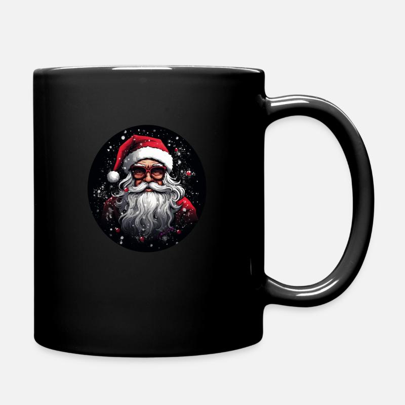 Santa Claus with glasses - Full Colour Mug - black