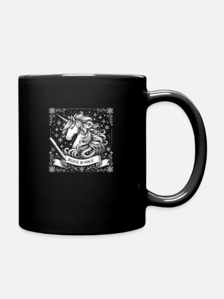 Christmas Unicorn Magic - Full Colour Mug - black