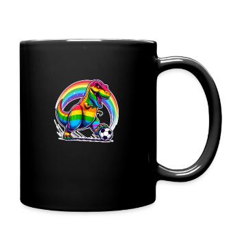Rainbow Soccer T-Rex - Full Colour Mug - black - Right