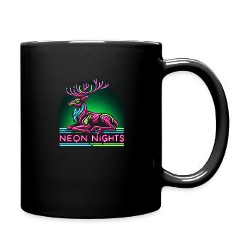Neon Nights Reindeer - Tasse einfarbig - Schwarz - Rechts