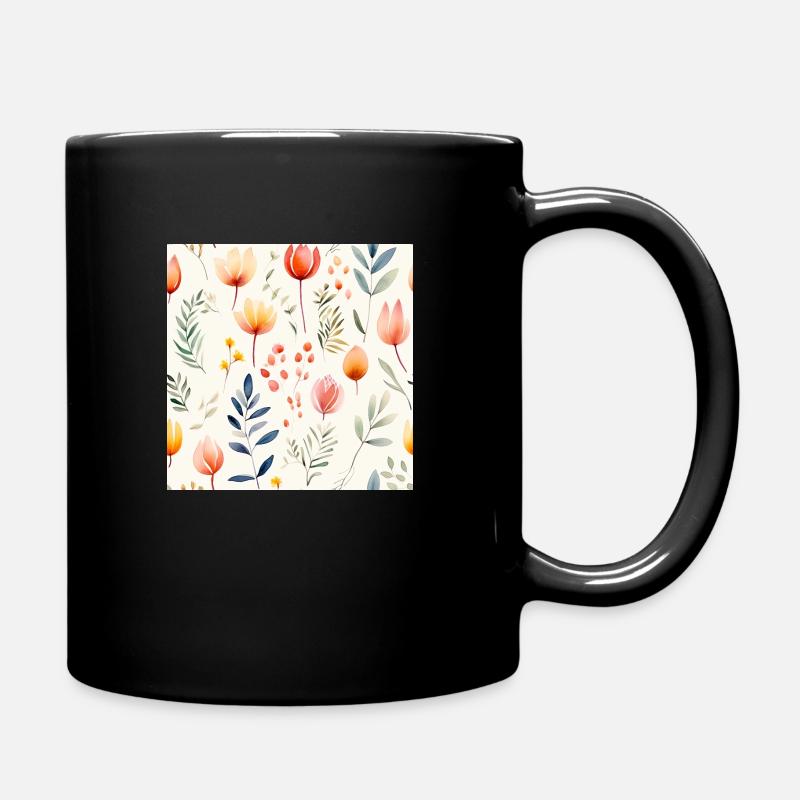Blühen in Aquarellfarben - Tasse einfarbig - Schwarz