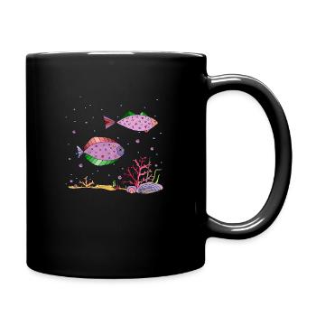 Fische - Tasse einfarbig - Schwarz - Rechts