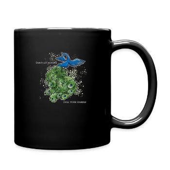 vogel pfau art deco simpel spruch lustig funken - Tasse einfarbig - Schwarz - Rechts