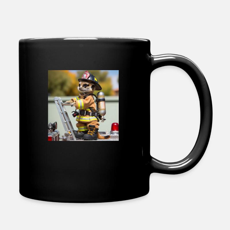 Erdmännchen als Firefighter - Tasse einfarbig - Schwarz