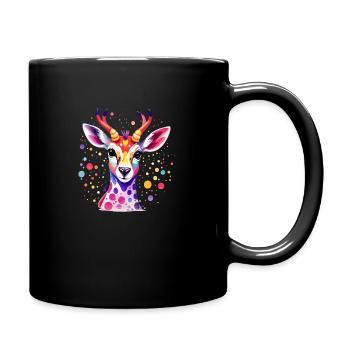 Süsses buntes Reh - Tasse einfarbig - Schwarz - Rechts