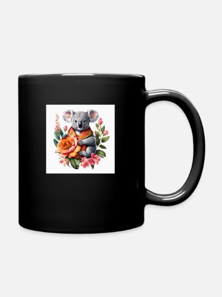 Koala mignon parmi les fleurs - Mug uni - noir