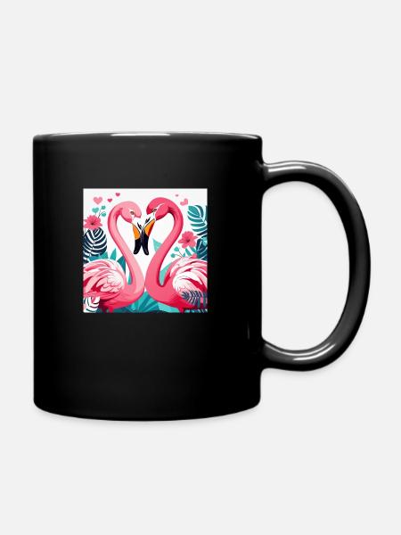 Flamants roses amoureux. - Mug uni - noir