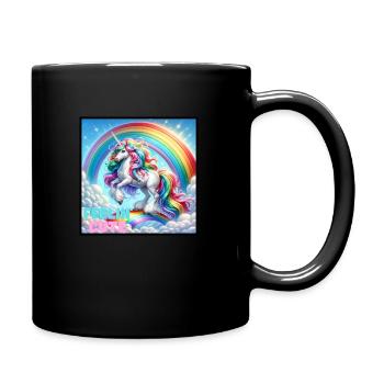 Unicorn on a rainbow - Tasse einfarbig - Schwarz - Rechts