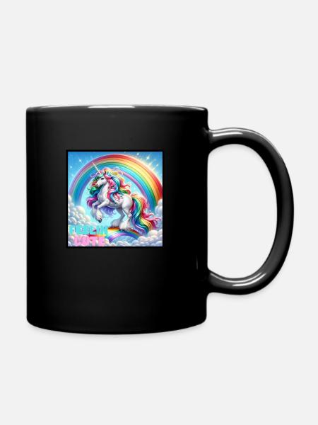 Unicorn on a rainbow - Tasse einfarbig - Schwarz