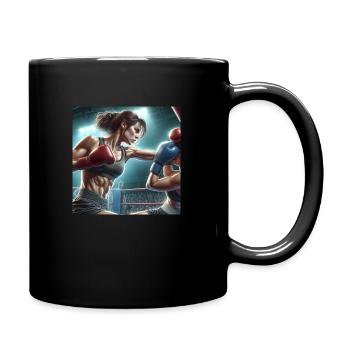 boxe 2 femmes réaliste - Mug uni - noir - Droite