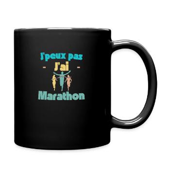 Ich kann keinen Marathon - Tasse einfarbig - Schwarz - Rechts